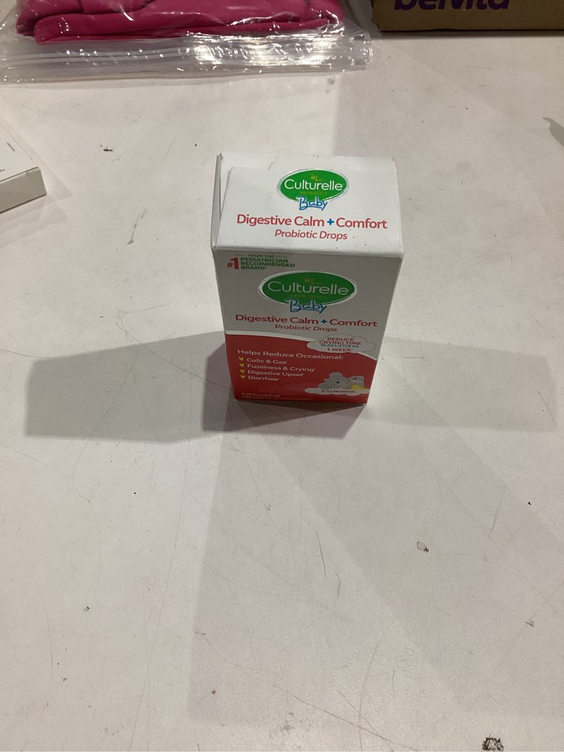 Condition photo showing New/Like New for Culturelle Baby Digestive Calm & Comfort Probiotic (Age 0-12 Mos) 8.5Ml, Helps Periodic Colic, Gas, Fussiness, Crying & Digestive Upset In Infants & Newborns, Vegan Non-Gmo Gluten-Free, 1 Mos. Supply 0.29 Fl Oz (Pack of 1)