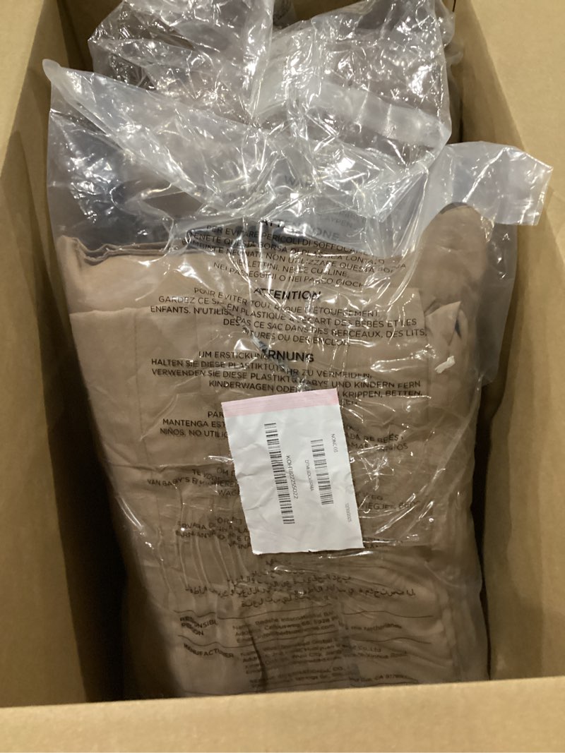 Condition photo showing New/Like New for Bedsure Queen Comforter Set - 4 Pieces Pinch Pleat Bed Set, Brown Boho Bedding for All Season, 1 Soft Comforter, 2 Pillowcases, 1 Decorative Pillow Queen 03 - Brown