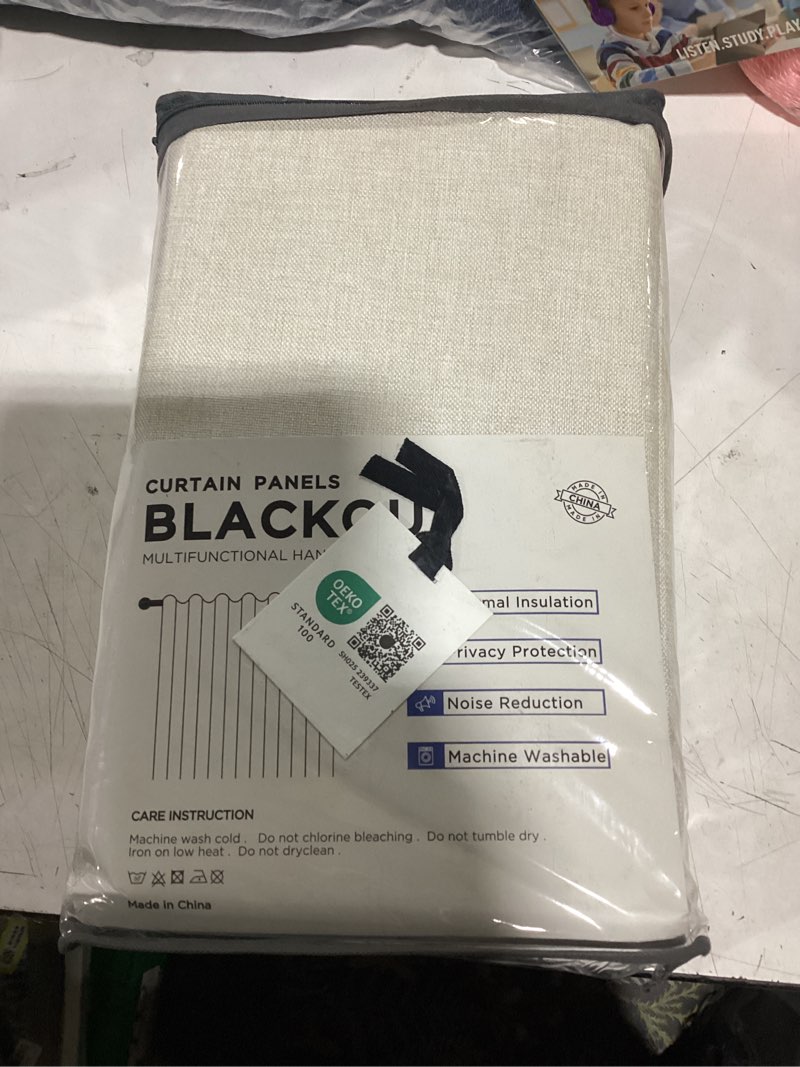Condition photo showing New/Like New for 100% blackout shield blackout curtains for bedroom 84 inches long, back tab/rod pocket living room drapes, thermal insulated blackout curtains 2 panels set, 50" w x 84" l, cream cream 50"w x 84"l (pack of 2)