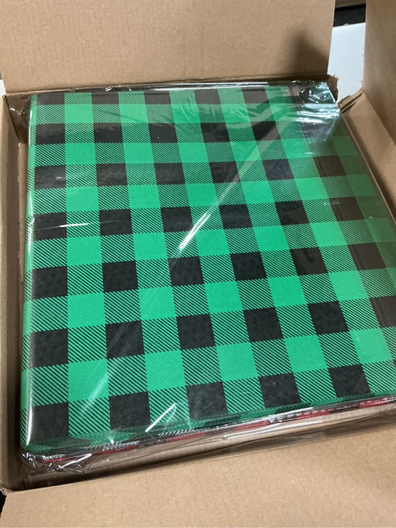 Condition photo showing New/Like New for buffalo plaid wrapping paper - 240 sheets, red, green, white, black - 20x20 inch - gift wrapping, diy gift bags, new year decor 20"x20"-240 sheets red green white plaid