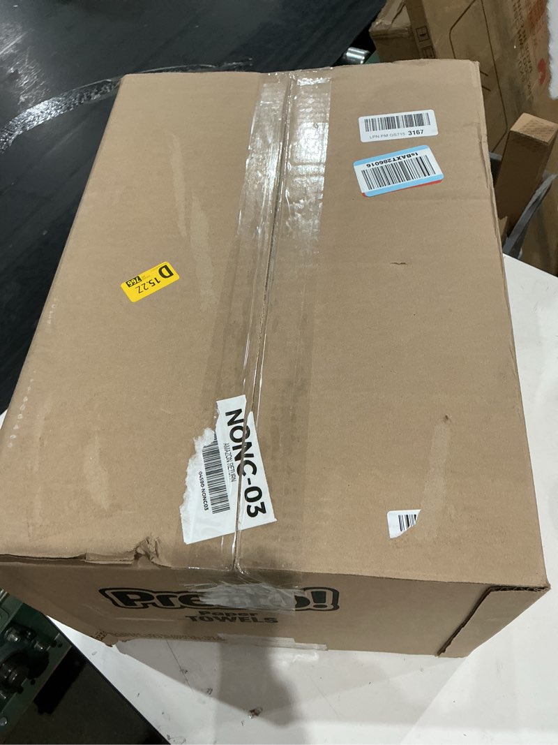 Condition photo showing New/Like New for amazon brand - presto! ultra-strong premium paper towels, 158 sheet huge roll - flex-a-size, 12 rolls (2 packs of 6), equivalent to 38 regular rolls, white huge 6 count (pack of 2)