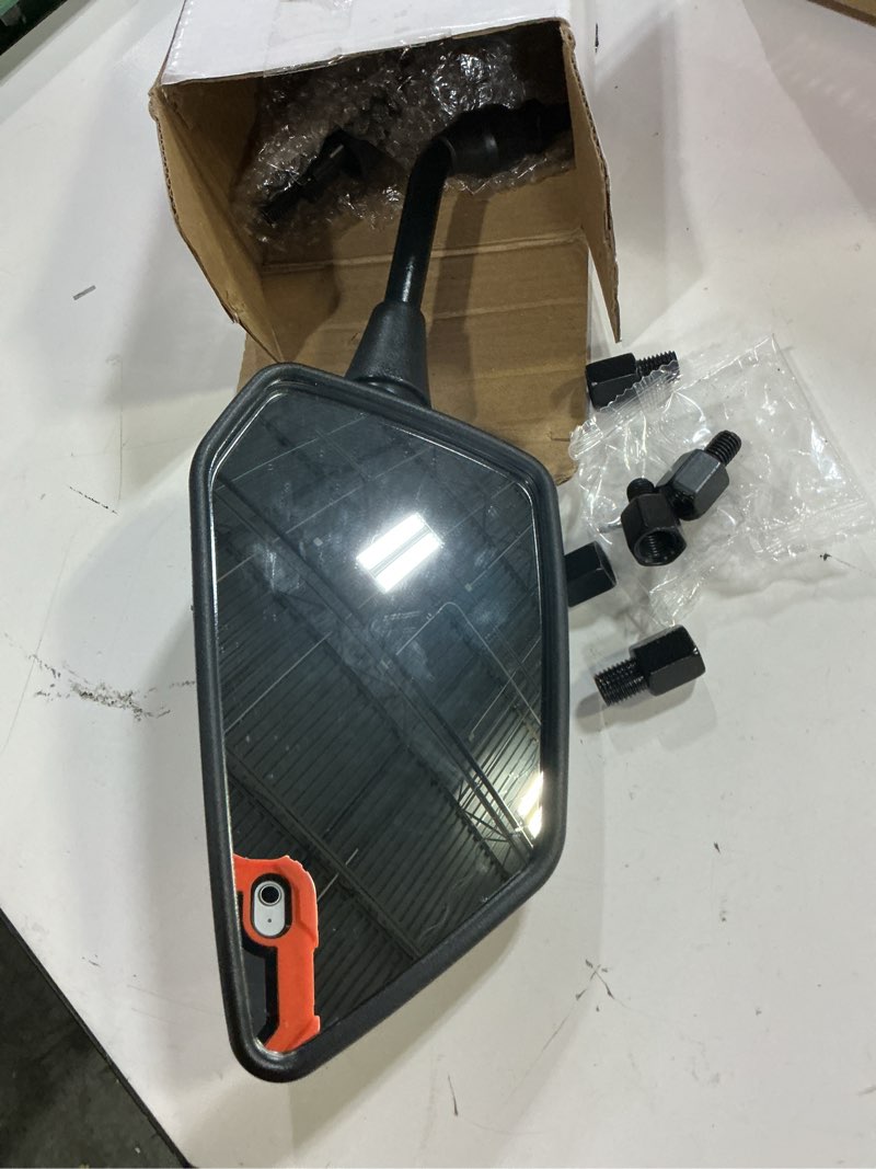Condition photo showing Good Condition for atv mirror, side rearview mirrors for bike motorcycle atv scooter cruiser with 8mm 10mm bolt, 7/8" handle bar mount clamp compatible with suzuki yamaha honda kawasaki victory and more