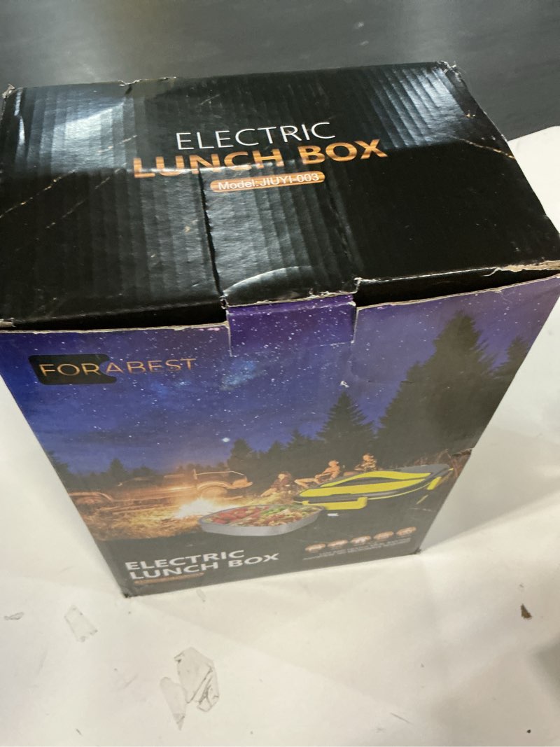 Condition photo showing Good Condition for FORABEST Heated Lunch Box, 80W Electric Lunch Box for Adults, Portable Food Warmer with 1.5L Stainless Steel Container, Utensils & Carry Bag, On/Off Switch, 12V/24V Car/Truck & 110/120V Home/Office Black Yellow