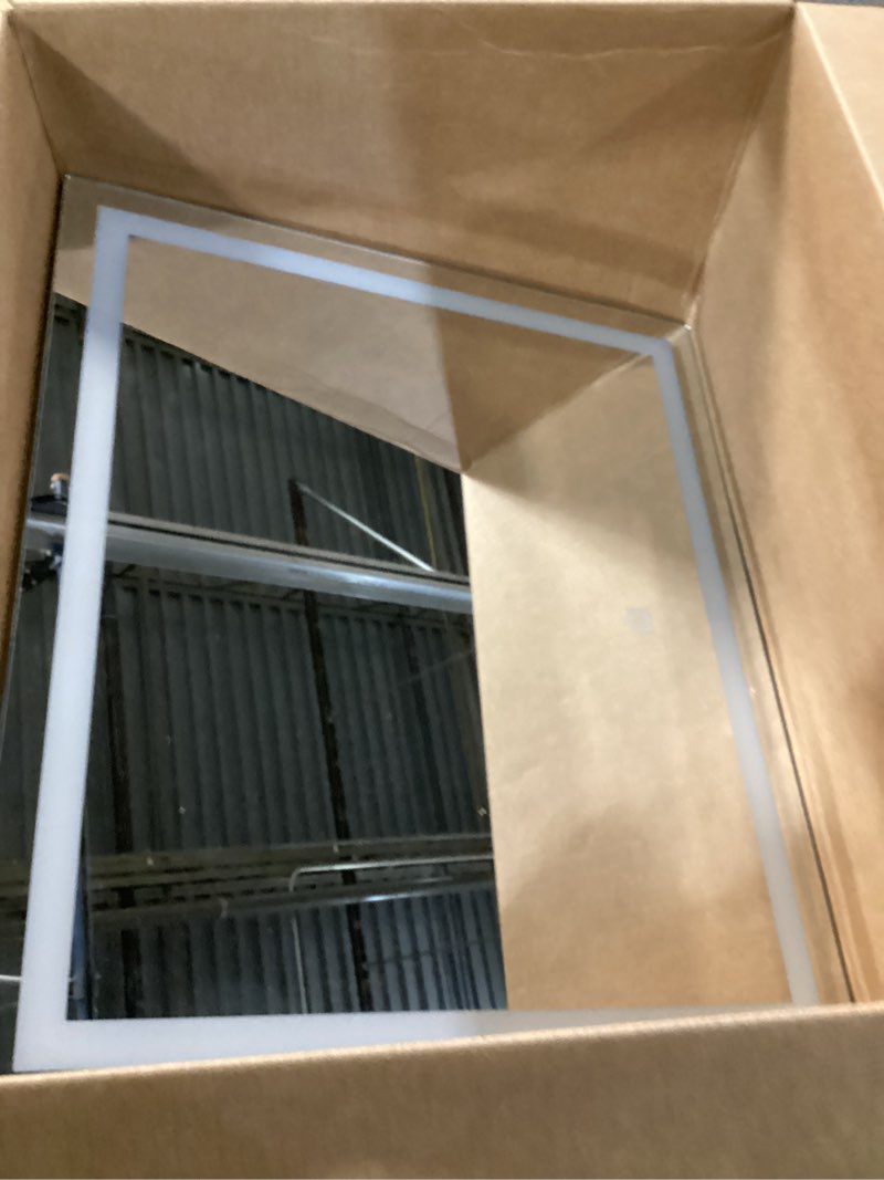 Condition photo showing As Is for FENNIO Vanity Mirror with Lights?20"x23" Lighted Makeup Mirror, Large Makeup Mirror with Lights, Touch Sensor with Dimmable 3 Modes? Square White White 20"L x 22"W