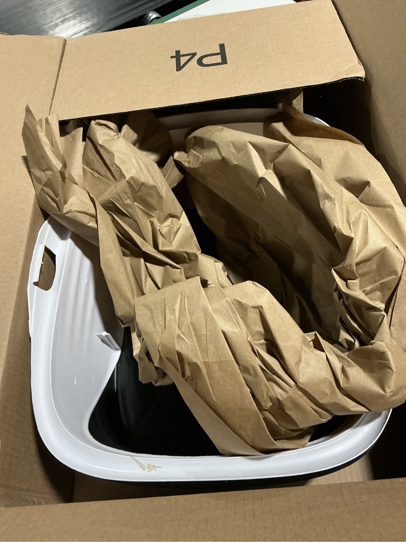 Condition photo showing Good Condition for Arm & Hammer Rimmed Cat Litter Box with High Sides and Microban, Made in USA Pearl White/ Dark Gray Standard