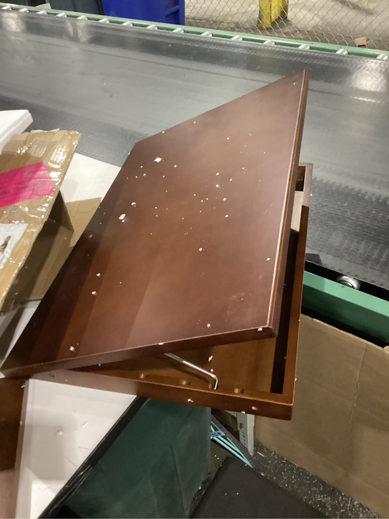 Condition photo showing Good Condition for AQIMUELE Wooden C-Shaped End Table,Couch Table with Adjustable Desktop,Small Rolling Side Table with 2 Lockable Wheels 23.36" Width,Small End Table for Couch, Living Room,Bedroom (Walnut) 15.6"D x 23.6"W x 24.8"H Modern 2 Tier Walnut