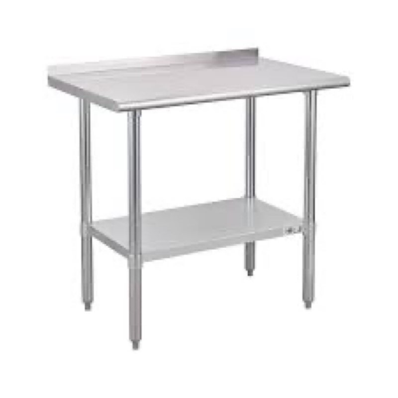 Profeeshaw Stainless Steel Prep Table NSF Commercial Work Table with Backsplash and Undershelf for K