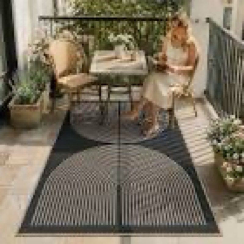 Lahome Enfys Modern Rainbow Easy Jute Entry Rug, 3x5 Washable Outdoor Patio Porch Rug, Farmhouse Non