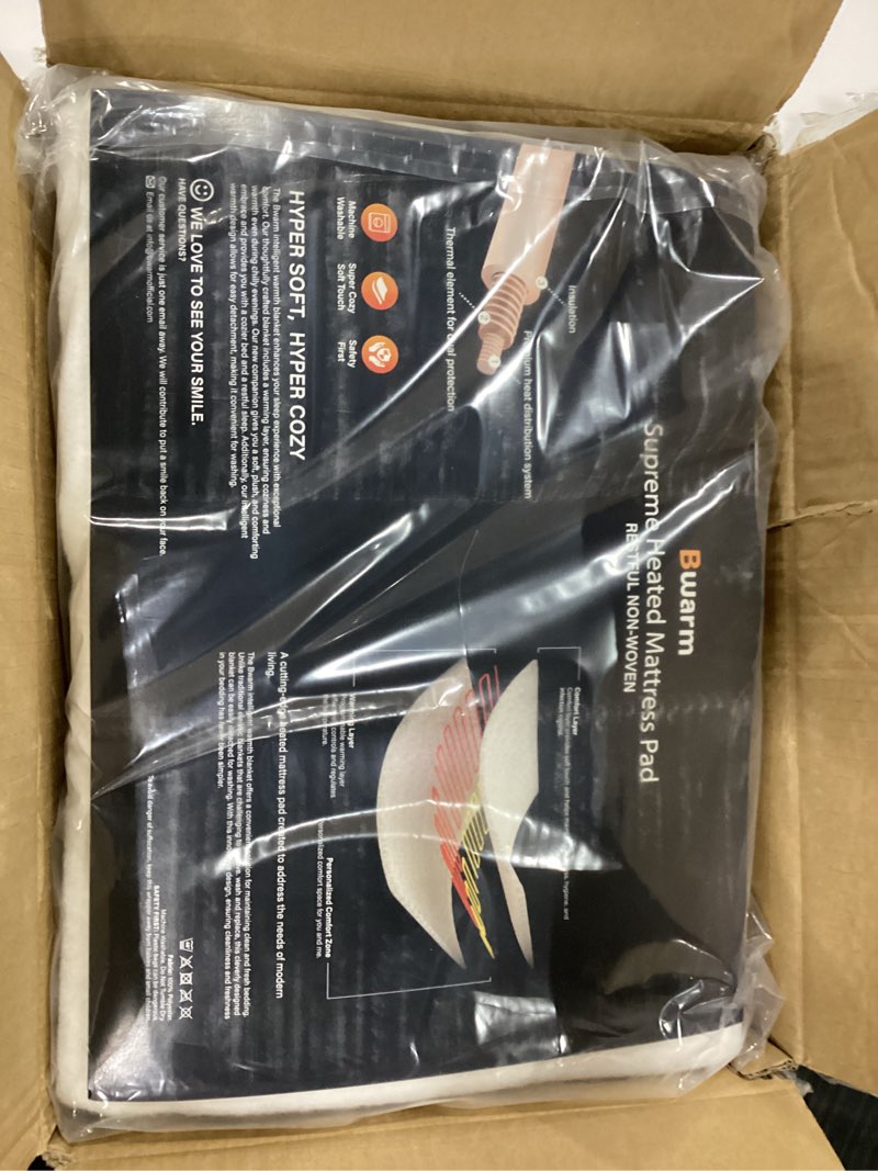 Condition photo showing New/Like New for Bwarm Electric Heated Mattress Pad Twin Size, 39" x 75", Bed Warmer, 9 Heat Settings, 1-12 Hours Auto Off, Deep Pocket, Fast Heating, Machine Washable, Soft and Cozy