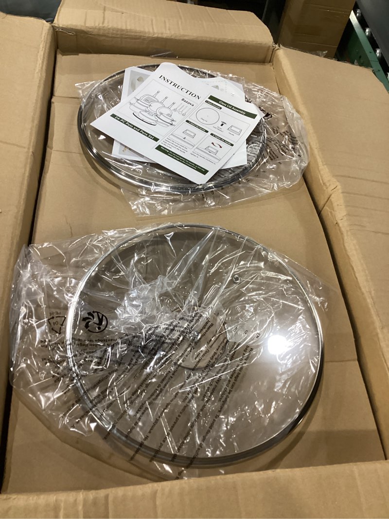 Condition photo showing Good Condition for 24 pcs pots and pans set, non stick ceramic cookware set with 3 stockpots, healthy non-toxic, large capacity, induction compatible, pfas/ptfe/pfoa free, cream white