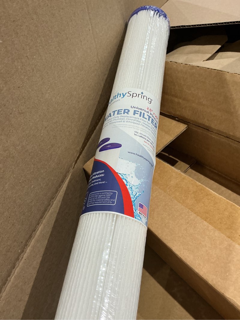 Condition photo showing New/Like New for high-performance 5 micron 10x2.5 whole house pleated sediment filter cartridge for well water filter replacement compatible with wfpfc3002, whkf-whpl, made in usa, 2 pack