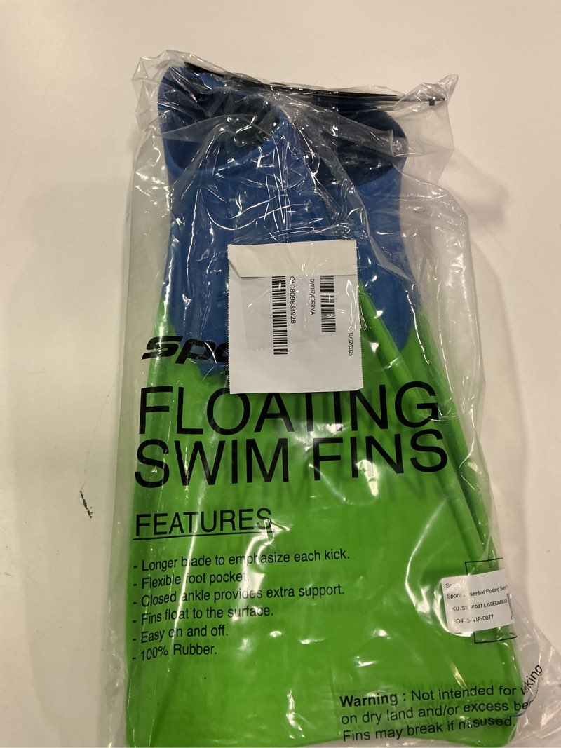 Condition photo showing New/Like New for Sporti Adult-Kids Swim Fins for Pool Lap Swimming - Long Floating Fins for Swimming & Snorkeling - Swim Flippers for Training M 5-6 / W 6-7 Lime-Green-Blue