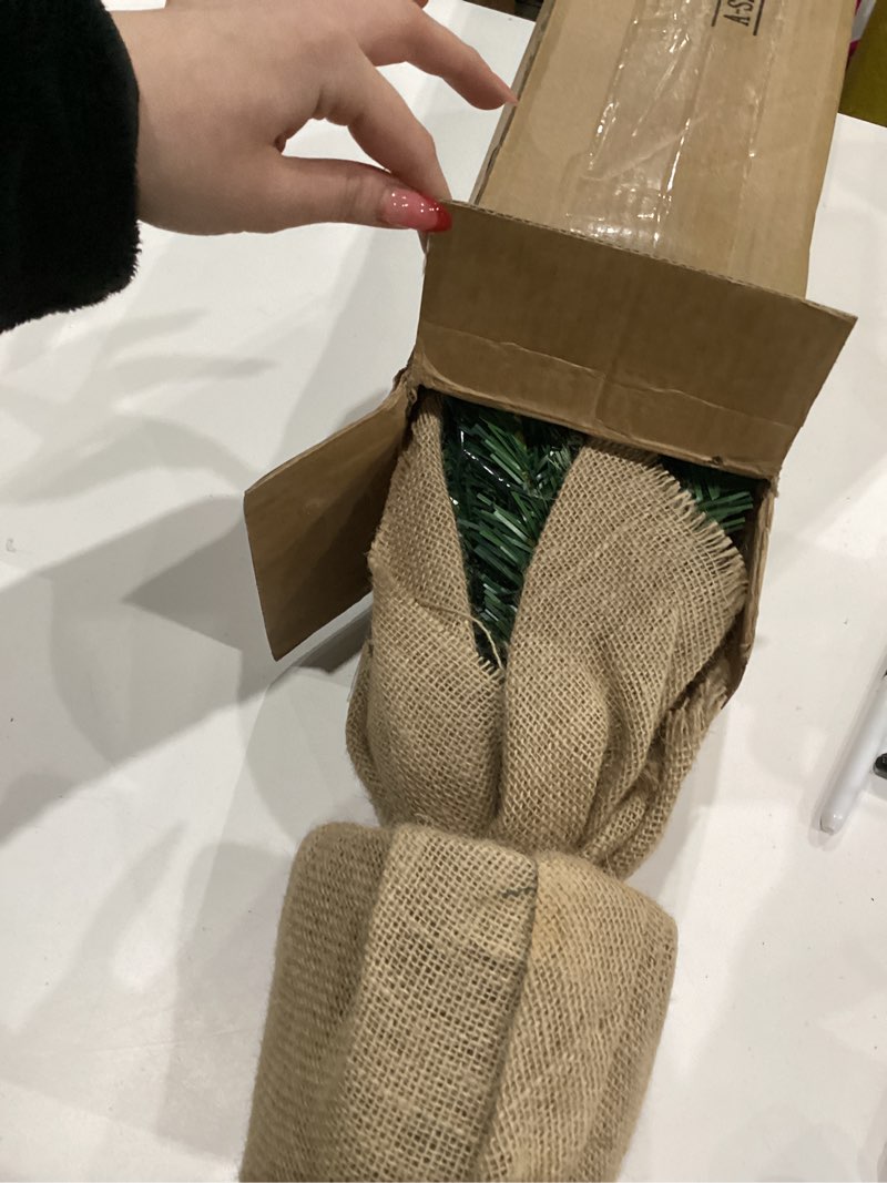 Condition photo showing Good Condition for 3ft Pre-lit Artificial Christmas Tree,100 PVC Branches Tips+20 Flowering Pine Needles+Burlap Wrapped Plastic Base,Battery Operated Green Xmas Tree for Tabletop or Desk