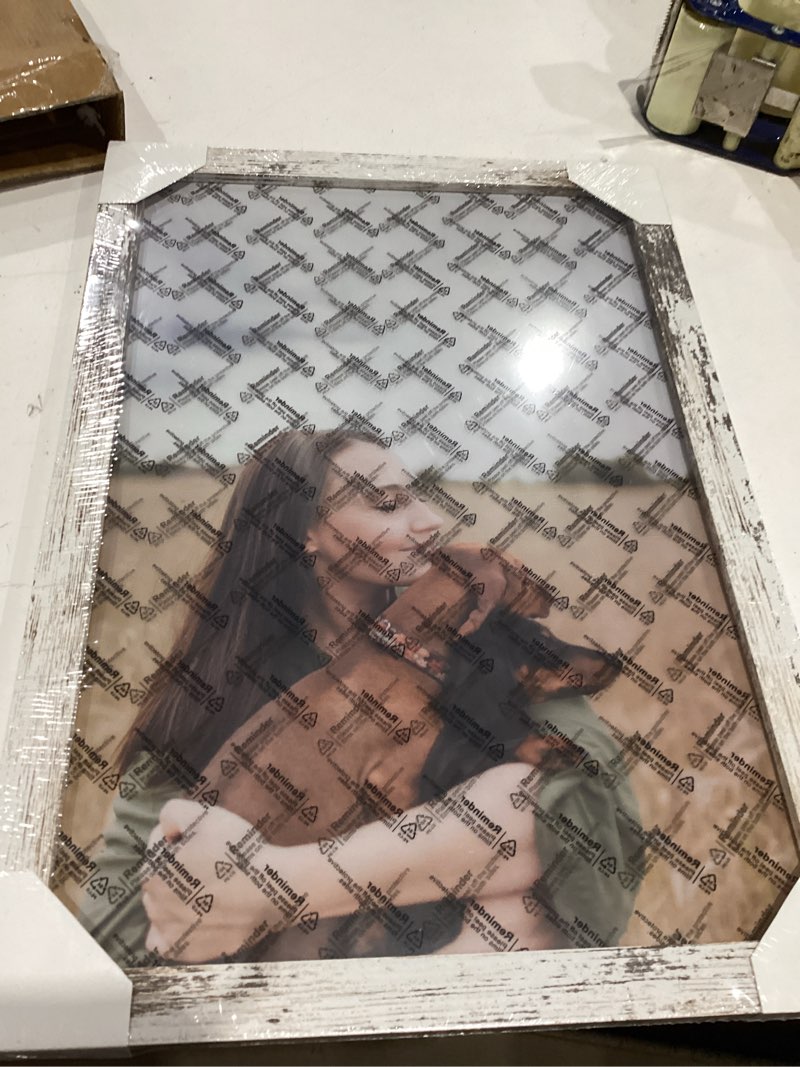 Condition photo showing Good Condition for dablue 12x18 picture frame rustic wood frame white 12 by 18 poster frame for print mural picture vertical or horizontal wall hanging, 2 pack of 18 x 12" photo frame white 12"x18"