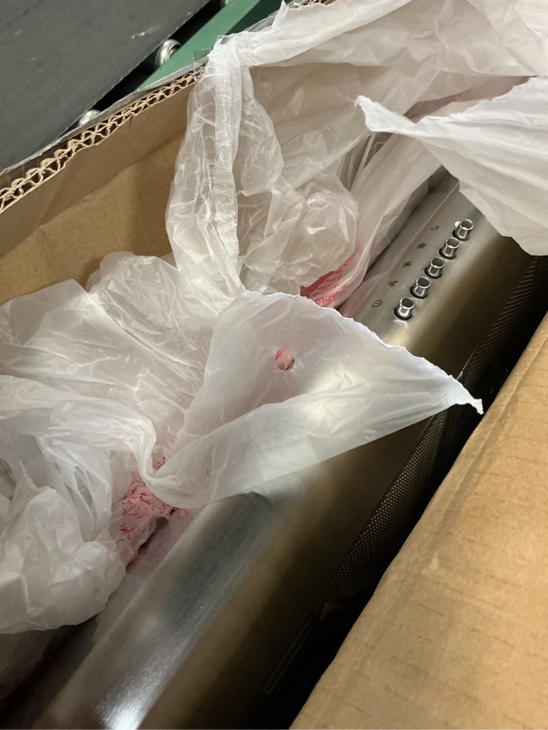 Condition photo showing As Is for cosmo cos-5mu30 30 in. delta collection ducted under cabinet range hood, button controls, reusable filters, led lights, stainless steel stainless steel 30 inch (standard)