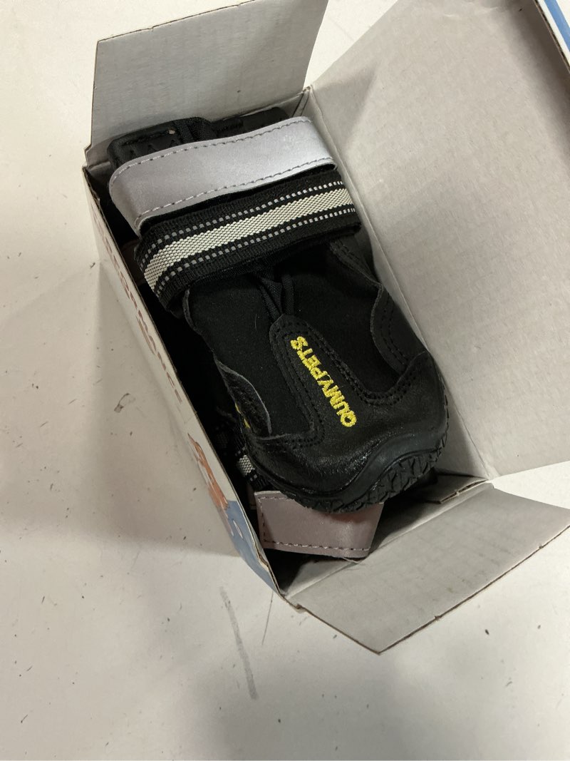 Condition photo showing Good Condition for QUMY Dog Shoes for Large Dogs, Medium Dog Boots & Paw Protectors for Winter Snowy Day, Summer Hot Pavement, Water-Resistant in Rainy Weather, Outdoor Walking, Indoor Hardfloors Skid-Resistant Sole Black Size 2: 1.9''x2.4''(W*L) (Pack of 4)