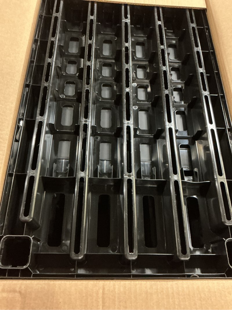 Condition photo showing New/Like New for iris usa 4-shelf heavy duty plastic storage shelves, 600lb capacity, 56" h x 36" w x 18" d, large modular shelving unit storage organizer for garage, home, warehouse & gym, storage rack - black 4 tier | 18"d x 36"w x 56"h