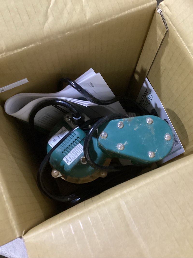 Condition photo showing As Is for zoeller 1/3 hp 2520 gph cast iron vertical float switch ac submersible sump pump