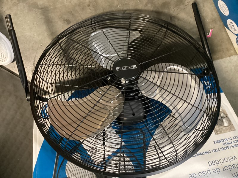 Condition photo showing As Is for utilitech 20-in 120-volt 3-speed high velocity indoor black floor fan