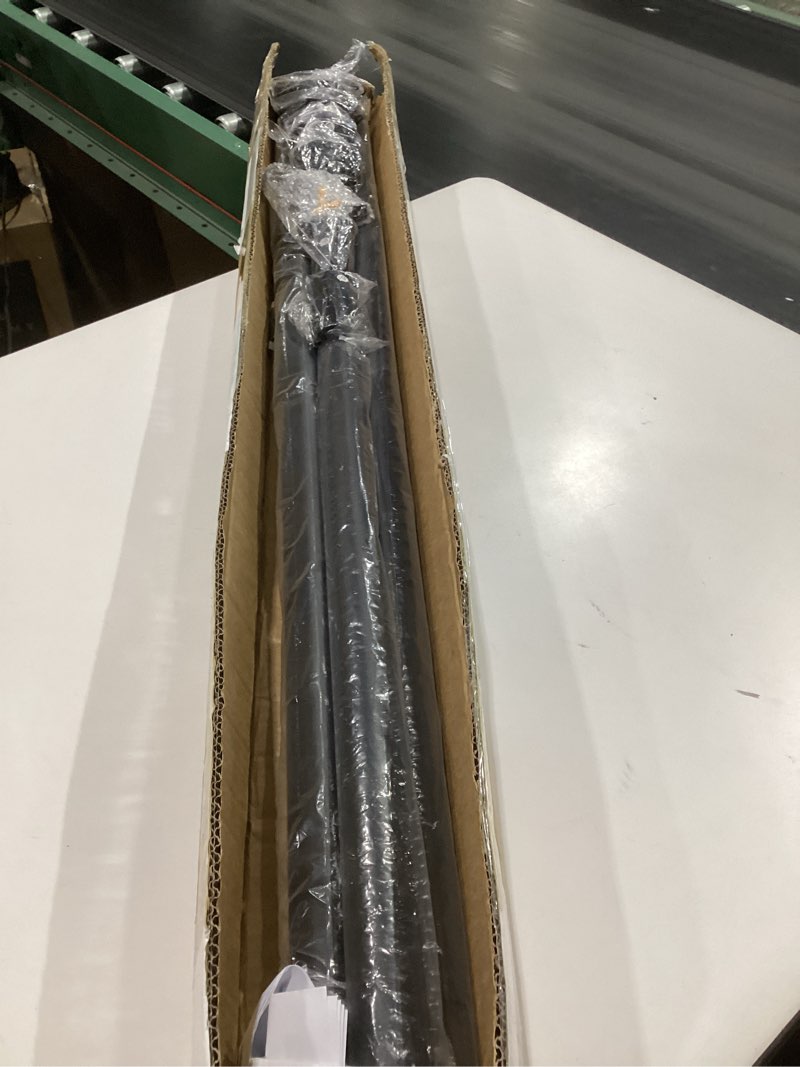 Condition photo showing As Is for tension curtain rod 51-128 in (4-10ft), long curtain rods no drilling for windows, heavy duty outdoor curtain rod for patio renter friendly, adjustable tension rod diameter 1.26 in, black 51-128 inches black