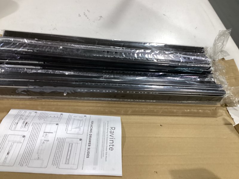 Condition photo showing New/Like New for soft close drawer slides 20 inch, full extension ball bearing heavy duty drawer slides side mount for cabinet (5 pairs, black) 20 inch 5