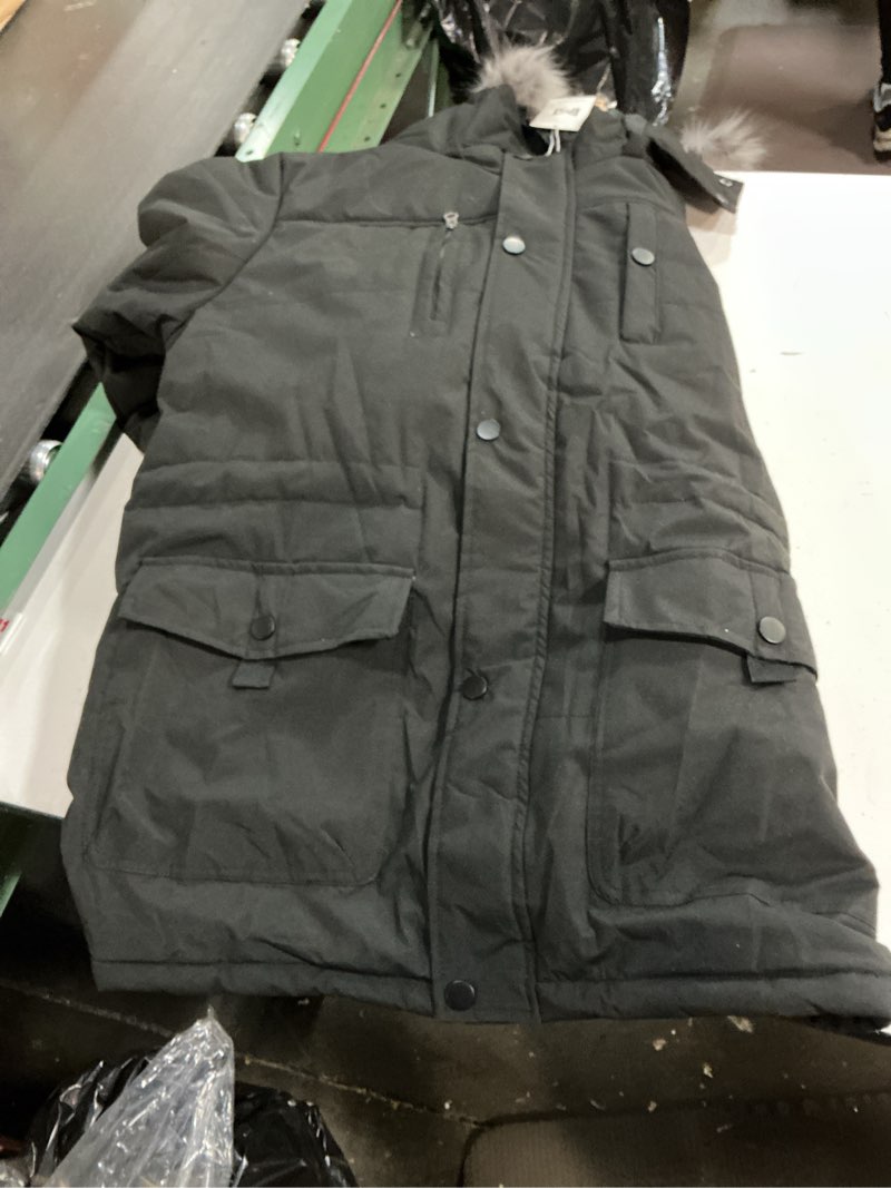 Condition photo showing Good Condition for ( size L)KVE Men's Hooded Winter Coat Warm Puffer Jacket Thicken Quilted Jacket Small Black(fur)