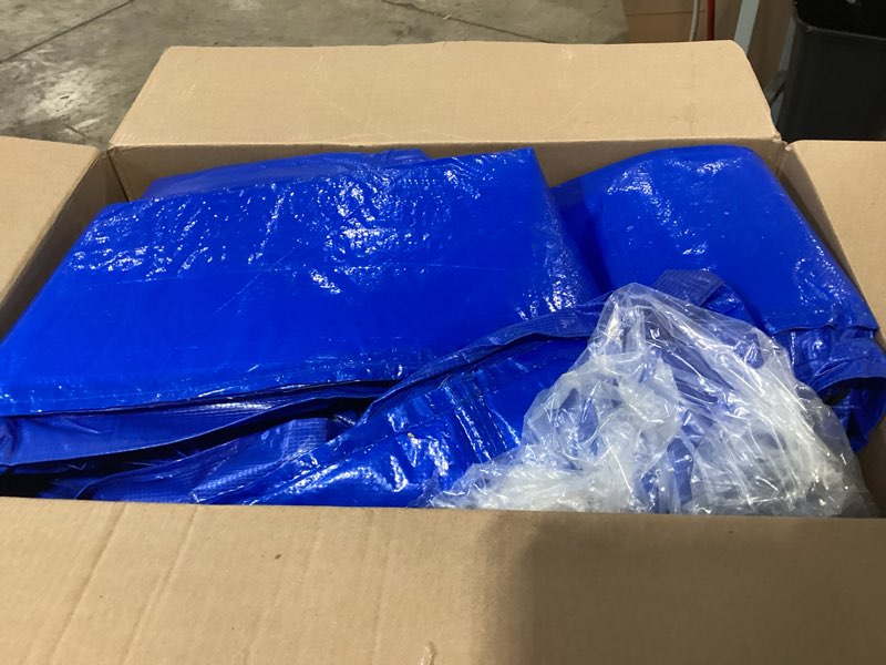 Condition photo showing As Is for better blue poly tarp 50' x 100' - multipurpose protective cover - lightweight, durable, waterproof, weather proof - 5 mil thick polyethylene - by xpose safety 50 feet x 100 feet blue