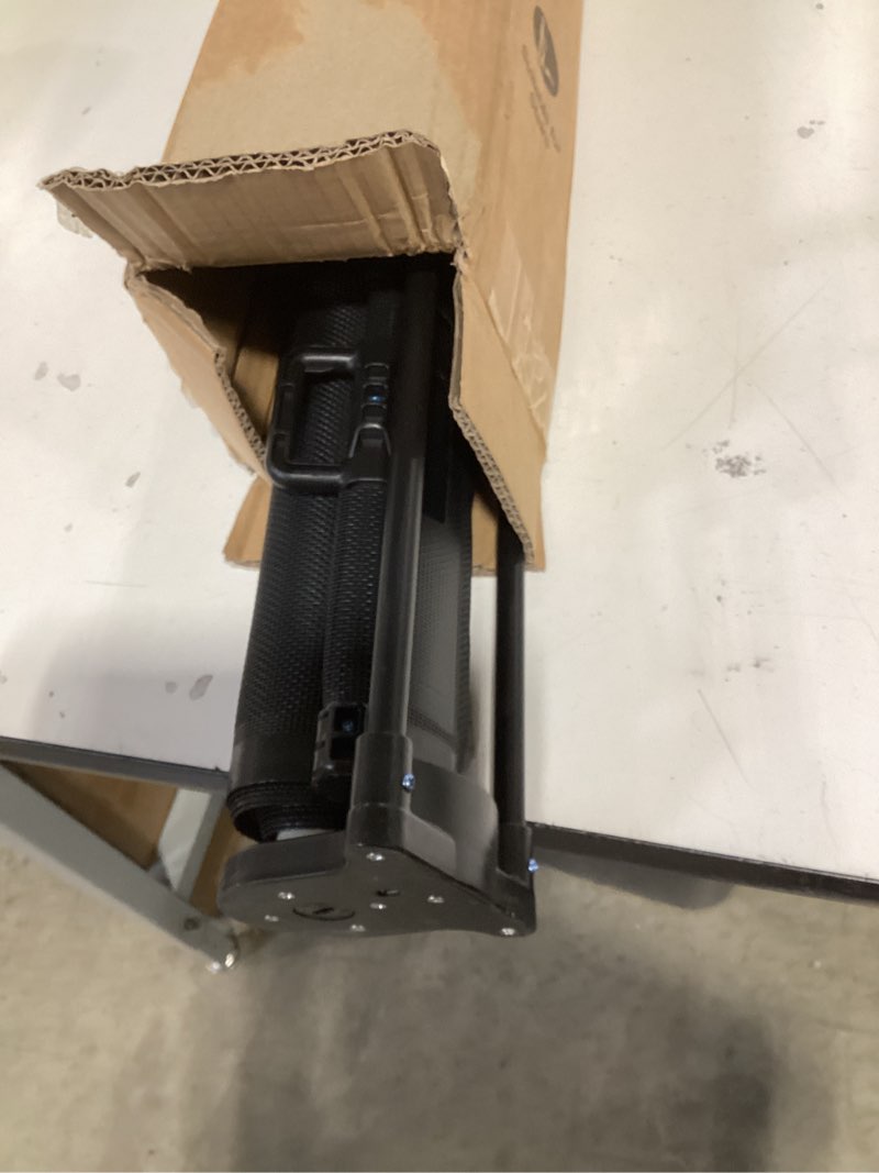 Condition photo showing As Is for miumoon 120 inch retractable baby gates 34 inch tall, retractable gate with reinforced strip design to prevent crawling through, 10 ft extra wide retractable dog gate for indoor/outdoor black 34" tall x 120" wide