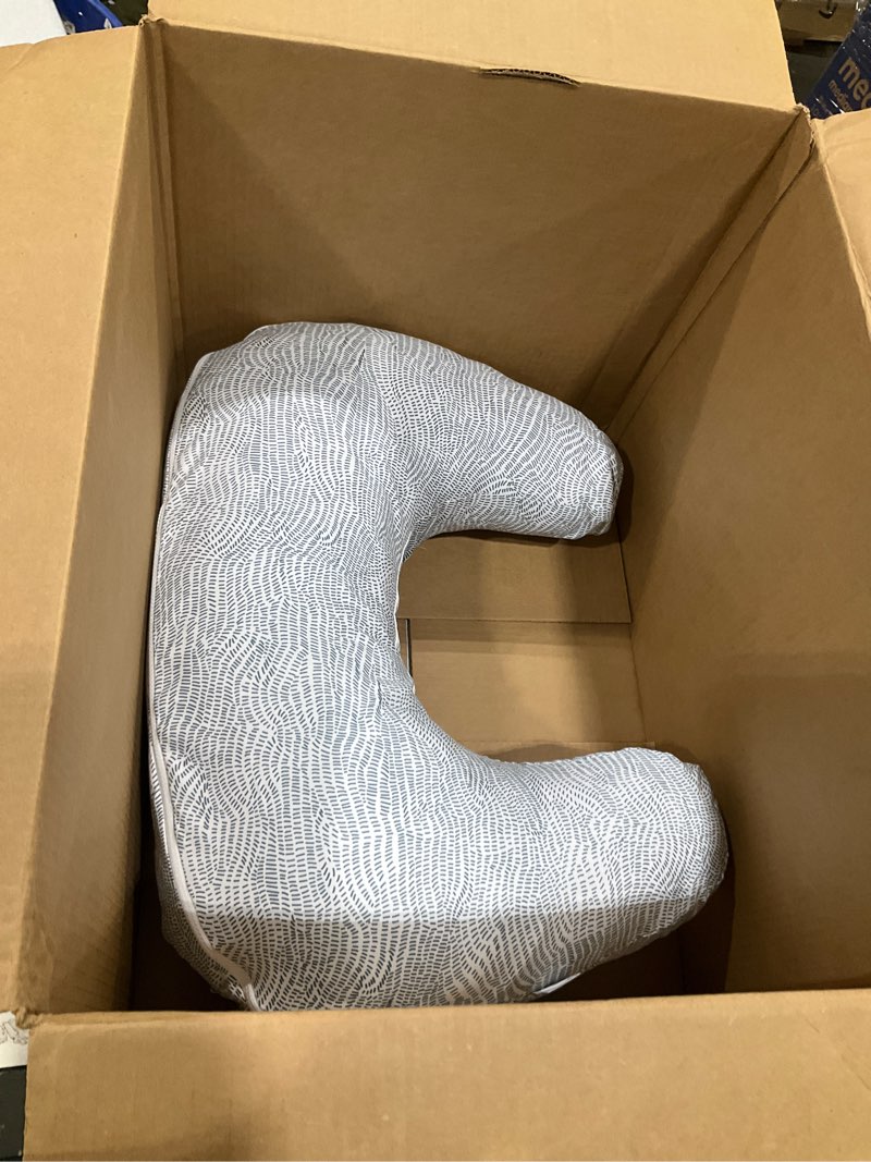 Condition photo showing Good Condition for boppy nursing pillow - ergonomic bottle & breastfeeding pillow with high, firm, large area, water-repellent cushion with washable cover; baby safety alliance verified - blue speckled current new nursing pillow blue speckled current