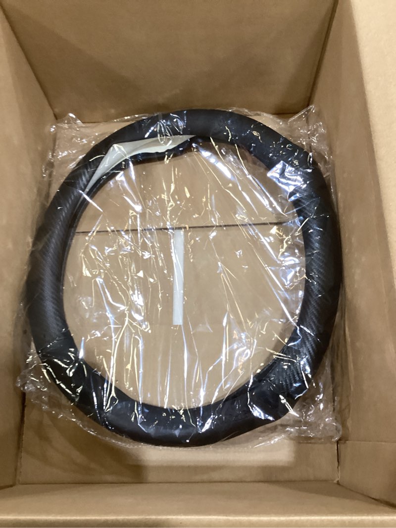 Condition photo showing Good Condition for fit benz leather steering wheel cover,stylish nappa leather carbon fiber texture protector,non-slip,universal 15inch fit be accessories (old-be-cover-black)