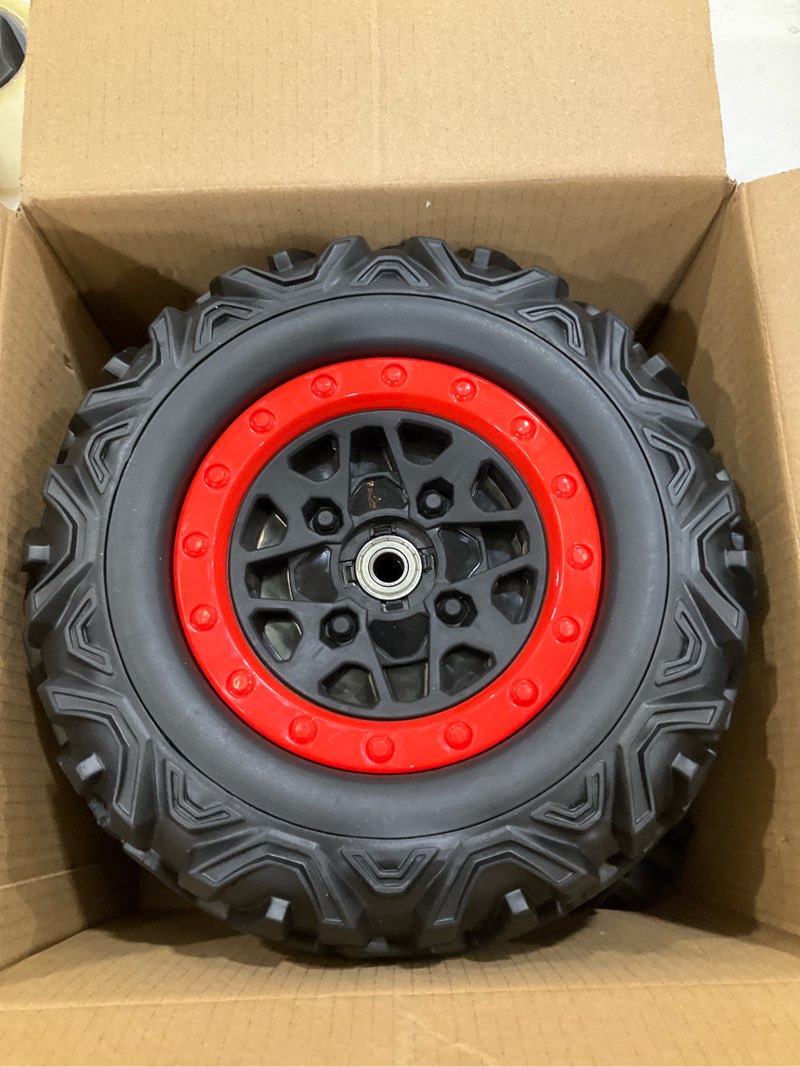 Condition photo showing New/Like New for 2 Pack 30CM/11.8'' PU Solid EVA Foam Tire for Power Wheels,1.2CM/0.47in Aperture Front/Rear Gator Alligator Wheel for SUV/UTV/ATV Ride On Car Replacement Tires Upgrade,Free Coupler (11.8in tires)