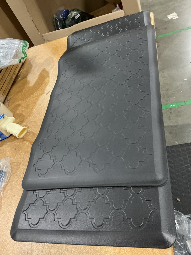 Condition photo showing Good Condition for kitchen mat [2 pcs] cushioned anti-fatigue floor mat, waterproof non-skid ergonomic comfort foam rugs, standing mat for kitchen, floor,office, sink, laundry(black) black (unknown size)
