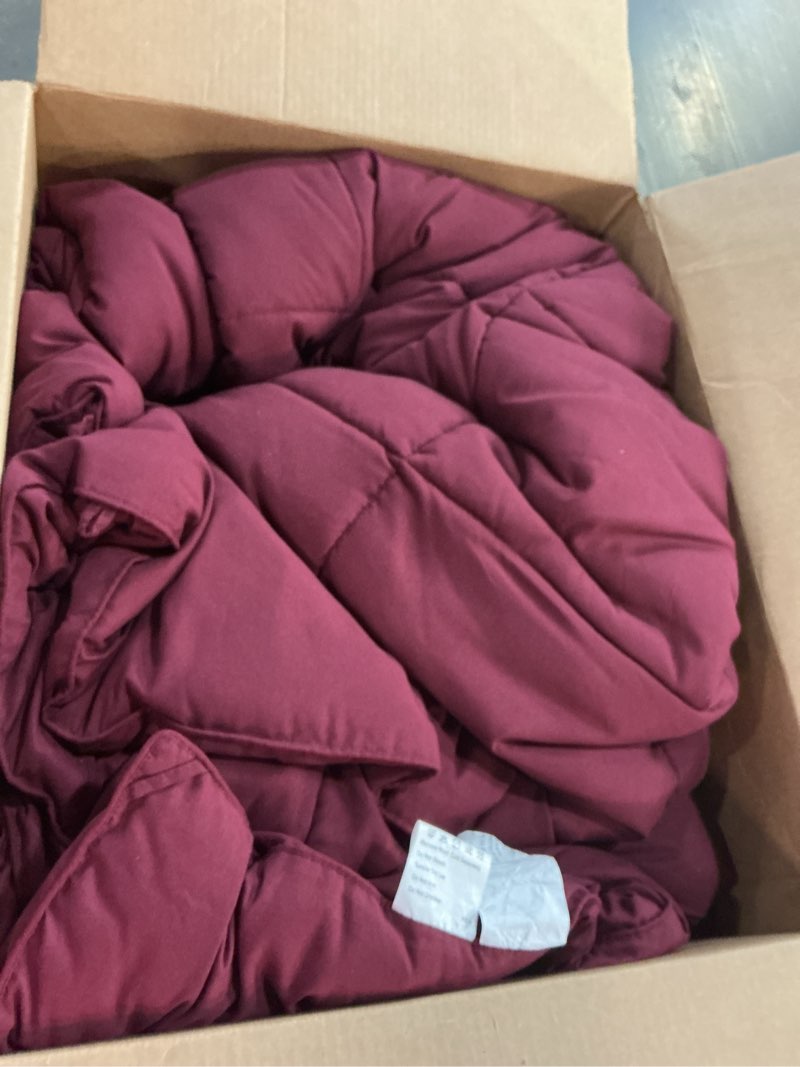 Condition photo showing As Is for cohome premium king size comforter, all-season quilted down alternative duvet insert, luxury hotel gentlesoft comforter with anti-clump tech & 8 tabs - reversible - burgundy 90x102 inches king burgundy