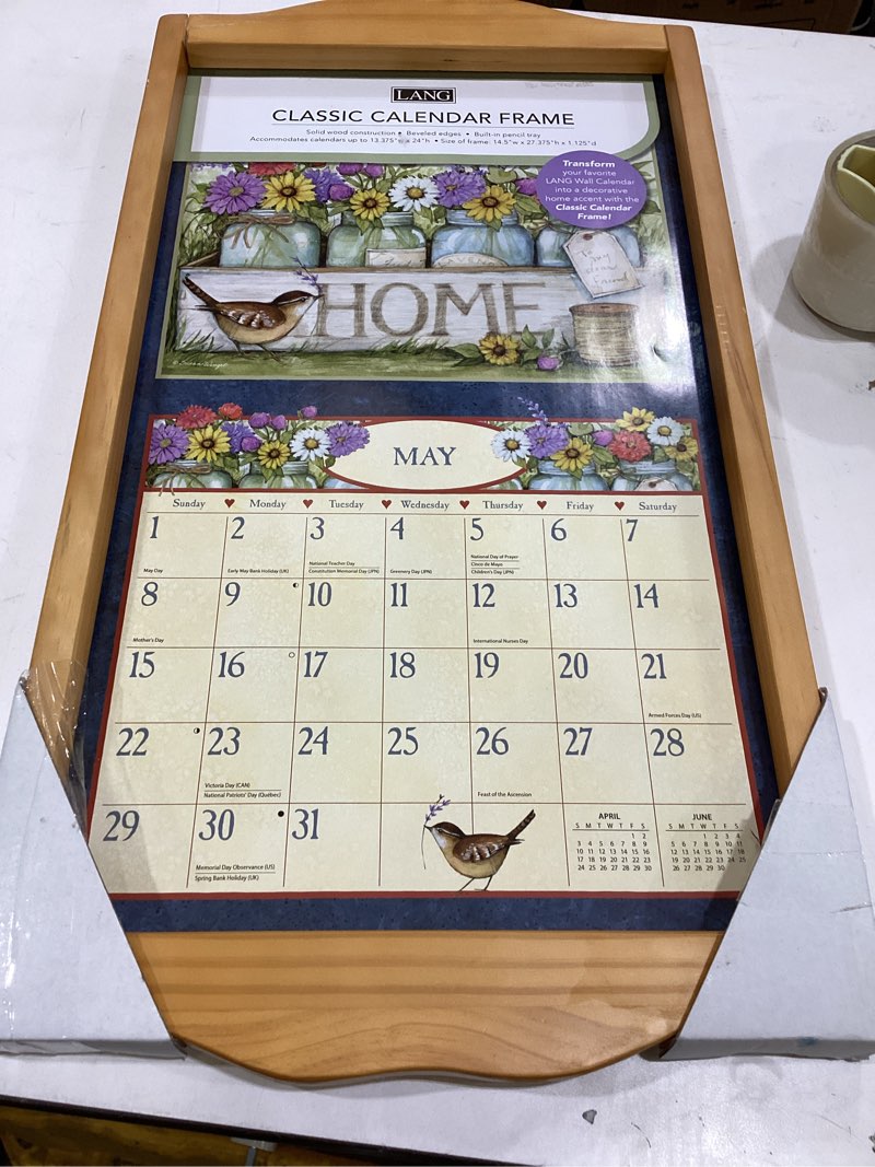 Condition photo showing Good Condition for Lang, Classic Wall Calendar Frame - Oak Finish Solid Oak CALENDAR