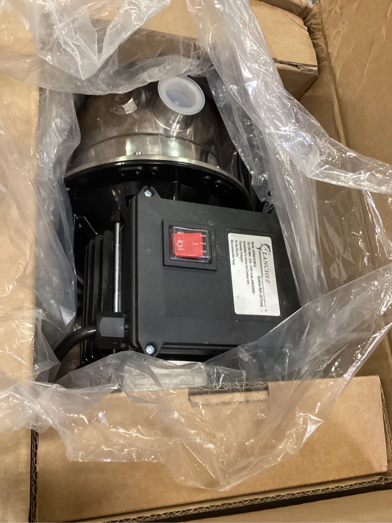 Condition photo showing As Is for LANCHEZ Portable Shallow Well Garden Pump, 115V Stainless Steel Sprinkler Pump, Water Transfer for Garden Draining and Lawn Irrigation, 1/2HP 1200GPH