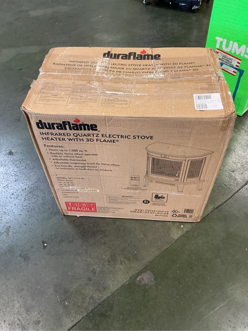 Condition photo showing New/Like New for duraflame® Infrared Quartz 3D Electric Fireplace Heater with Infragen Technology and Remote Control