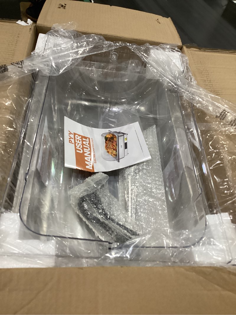 Condition photo showing Good Condition for pyy electric chafing dish buffet set, roll top chafing dish, stainless steel chaffing server set chafer for catering,buffets (full size with lid) b-full size, not tested