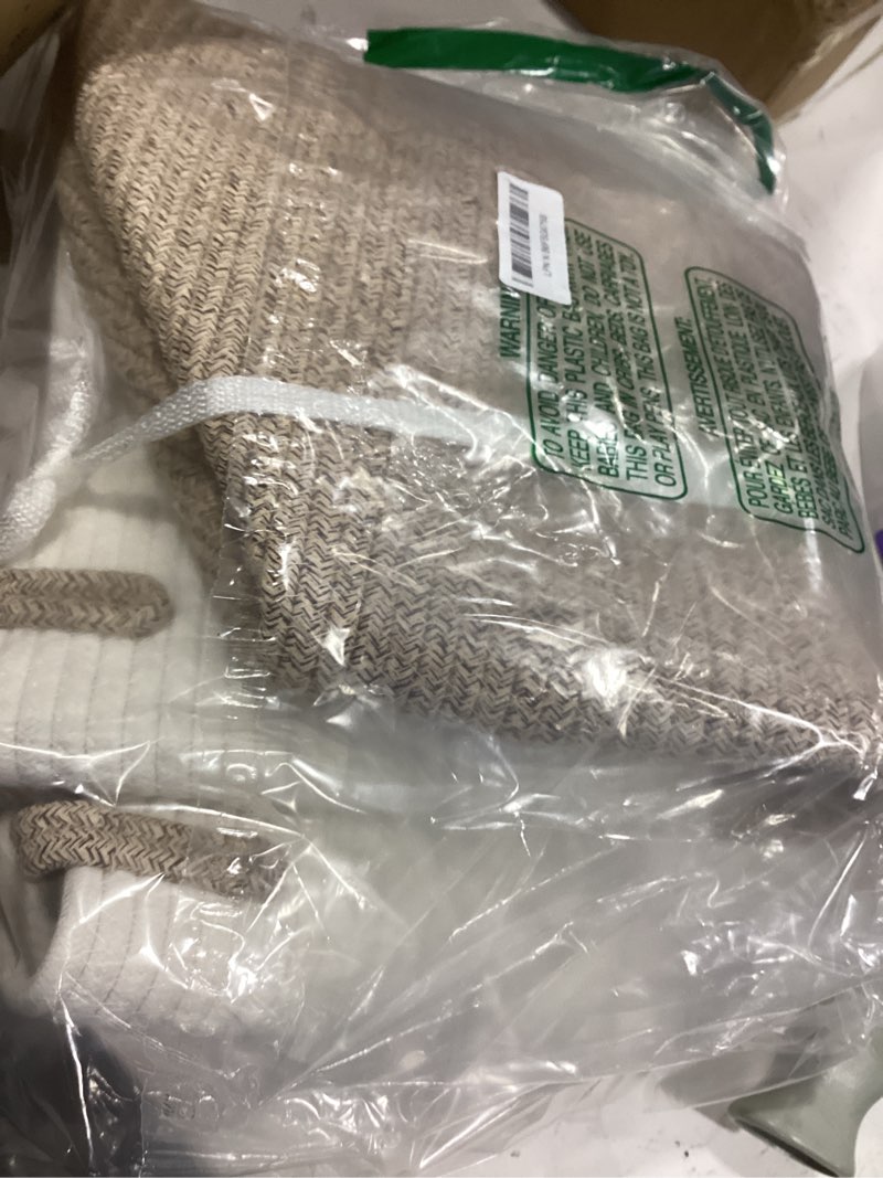 Condition photo showing Good Condition for Large Woven Laundry Basket Hamper,80L Cotton Rope Storage Bin for Blankets,Toys and Clothes,Decorative Tall Nursery Hamper for Living Room,Baby Nursery,Bathroom and Bedroom,Brown Brown 80L