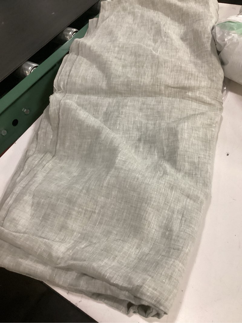 Condition photo showing Good Condition for quince european linen true blackout curtain 48x120 sage panel green 