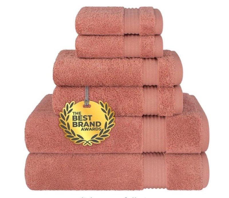 cotton paradise 4 piece towel set, 100% cotton soft absorbent turkish towels for bathroom, 2 bath towels 2 hand towels 2 washcloths, coral towel set