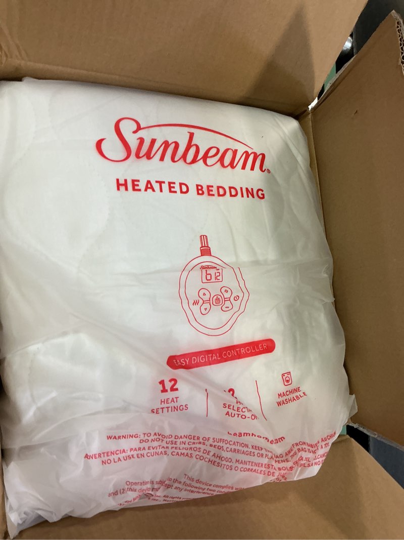 Condition photo showing New/Like New for Sunbeam Restful Quilted Water Resistant Heated Mattress Pad - Full White White Full