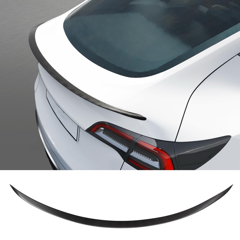 Real Carbon Fiber Rear Spoiler with Center Console Wrap Cover Kit Screen Protector Frame Compatible 