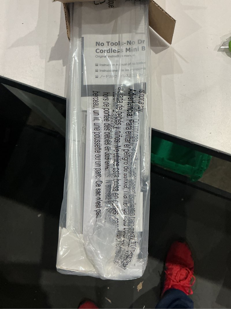 Condition photo showing New/Like New for lazblinds no tools no drill 1" vinyl mini blinds, cordless blinds for windows, light filtering horizontal window blinds & shades, 31" w x 64" h, white cordless-white 31" w x 64" h