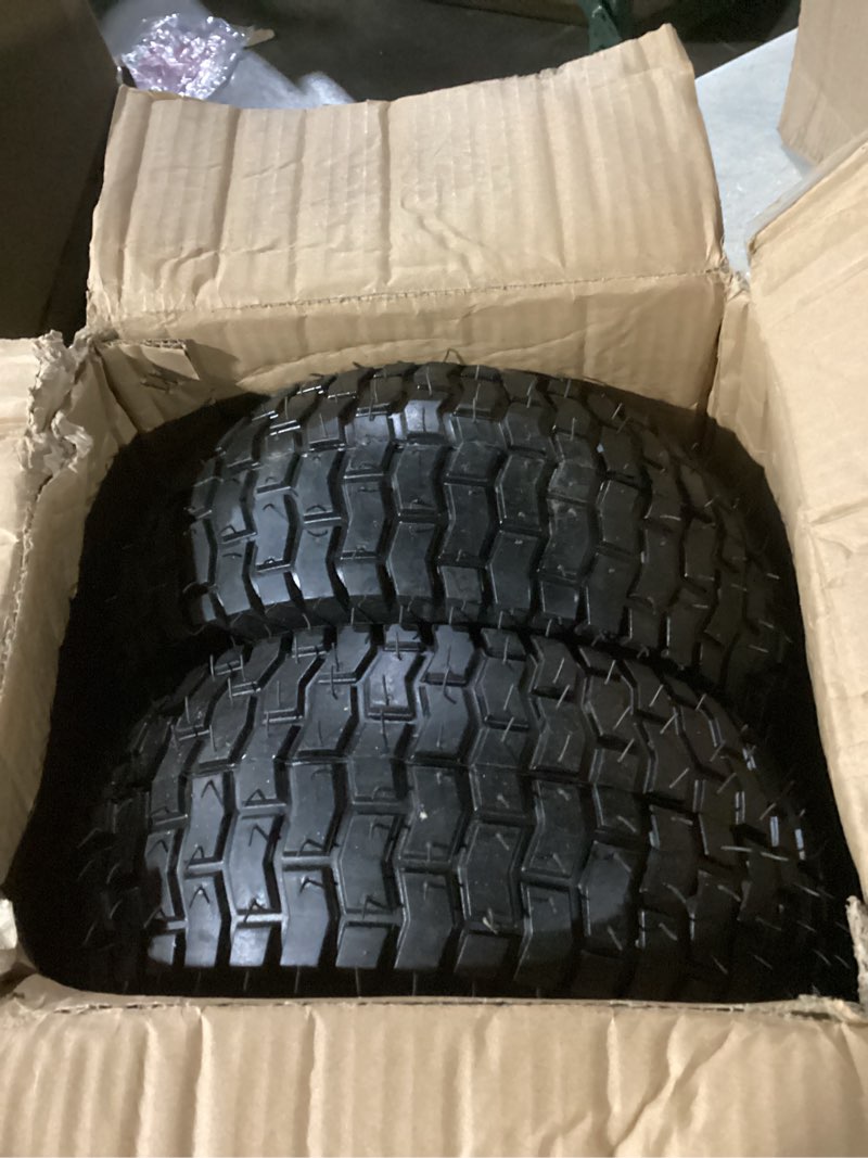 Condition photo showing Good Condition for AR-PRO 13x5.00-6 Tire and Wheel Assembly (2-Pack), Tubeless Lawn Mower Tire with Rim, with 3/4" Bushings and 3" Centered Hub Length 13 x 5.00-6" Tubeless (Centered Hub) Yellow