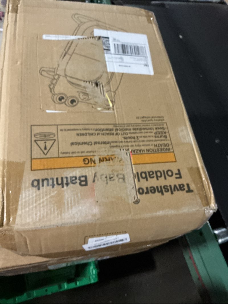 Condition photo showing Good Condition for Collapsible Baby Bathtub for Newborn, Foldable Baby Bath Tub with Thermometer & Soft Floating Cushion & Drain Hole, Portable Travel Infant Bath Tubs for Newborns to Toddlers 0-36 Months Boys, Grey