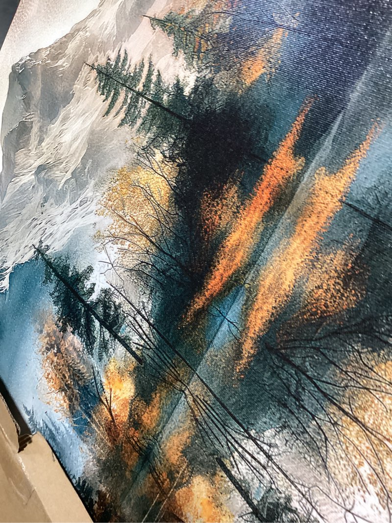 Condition photo showing Good Condition for mhartk66 large wall art for bedroom canvas wall decor for living room modern office decorations lake view wall paintings forest trees landscape pictures canvas artworks ready to hang home decor 48"l x 24"w forest landscape pictures