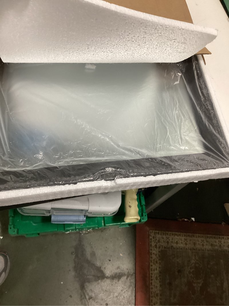 Condition photo showing As Is for AAZZKANG Rustic Wall Mirror Rectangle Wood Framed Mirrors Large 20"x16" Decorative for Bedroom Bathroom Living Room Farmhouse Home Entryway Hanging White 20"L x 16"W A-rustic White