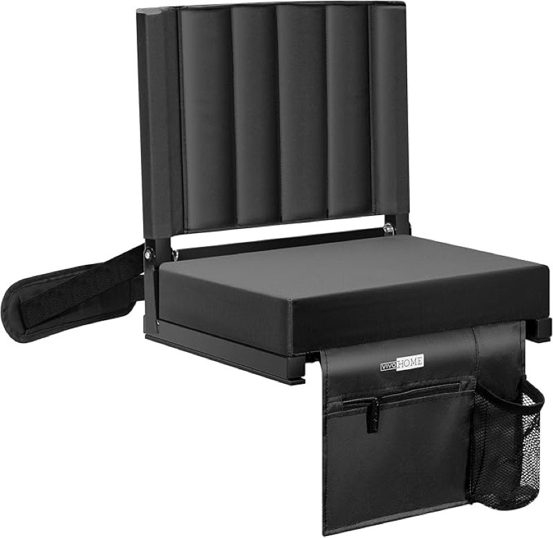 vivohome portable reclining stadium seat chairs for bleachers with padded backrest, set of 2 portable stadium seat for bleachers with back support, folding bleacher chair