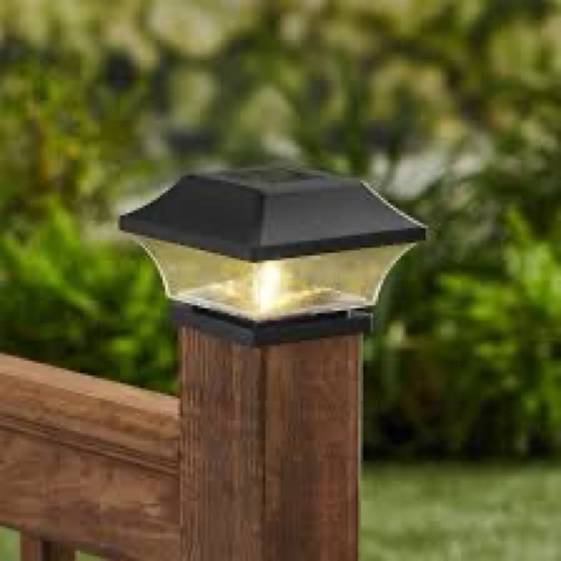 mainstays 5 lumen solar powered outdoor integrated led landscape post cap light, black