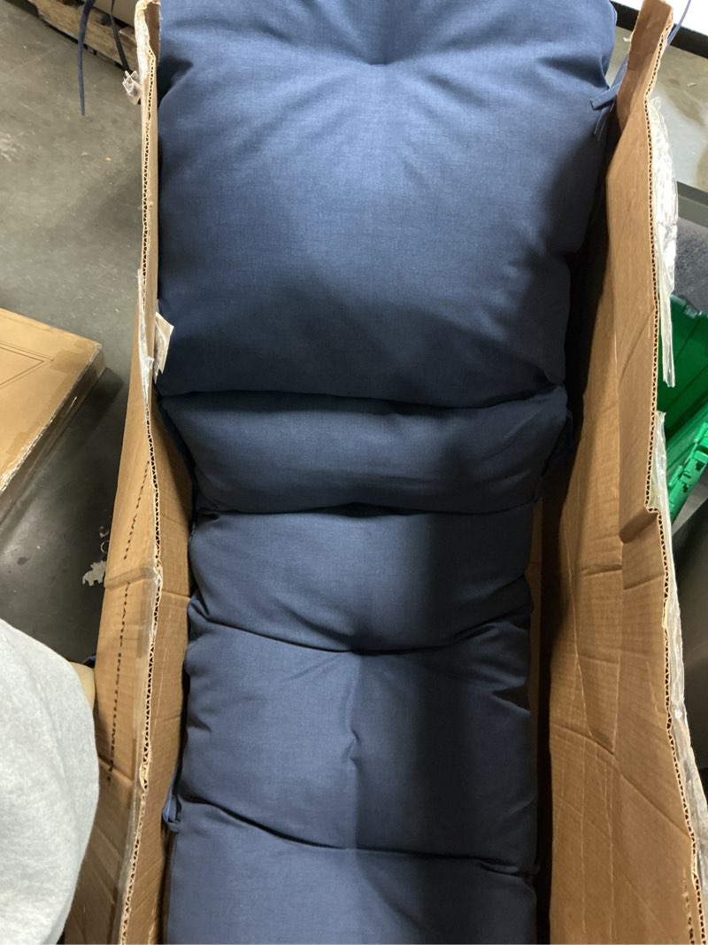 Condition photo showing Good Condition for arden outdoor plush modern tufted chaise cushion, 76 x 22, rain-proof, fade resistant, tufted cushion for chaise lounger sapphire blue leala